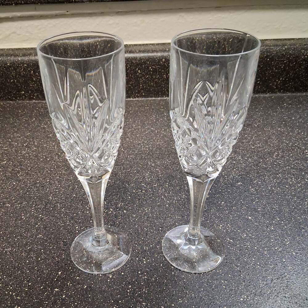 Godinger Dublin Crystal Champagne Flutes Set of 2